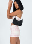   side view of model wearing Princess Polly Check Mate Mini Skirt Multi 