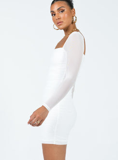 product Princess Polly Square Neck  Charvi Long Sleeve Mini Dress White