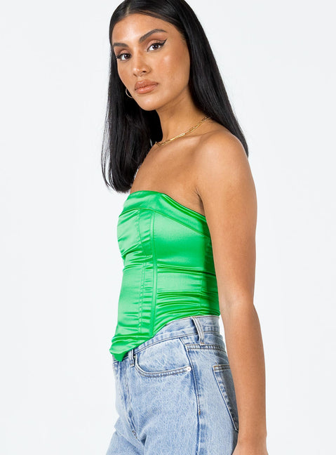 product Princess Polly Sleeveless Square Neck  Daris Strapless Top Green