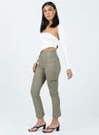 product Princess Polly High Waisted Pants High Waisted Pants High Waisted Pants  In Line Straight Leg Cargo Pants Green