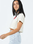 product Princess Polly Short Sleeves Square Neck  Rolling Stones Many Tongues Crop Tee Beige