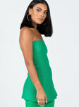 side view of model wearing Princess Polly Anderson Strapless Top Green 