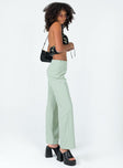 side view of model wearing Princess Polly Euros Pants Dark Green 