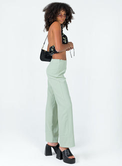 side view of model wearing Princess Polly Euros Pants Dark Green 