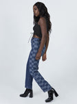 side view of model wearing Princess Polly Cher Straight Leg Denim Jeans Mid Rise 