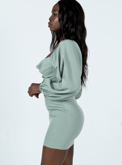 product Princess Polly Square Neck  Lillie Long Sleeve Mini Dress Sage
