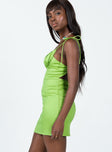 side view of model wearing Princess Polly Shanae Mini Dress Green 