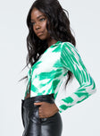 side view of model wearing Princess Polly Clyde Long Sleeve Top Green 