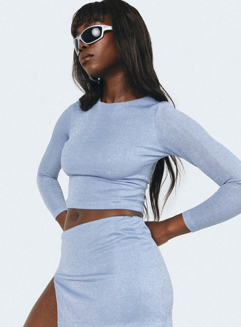 product Princess Polly Sleeveless Sweetheart  Bold Move Long Sleeve Top Blue Lurex