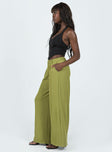 Front view of model wearing  front Princess Polly High Waisted Pants High Waisted Pants High Waisted Pants High Waisted Pants  Plazzo Wide Leg Pants Khaki