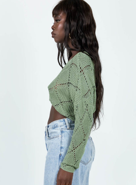 Otto Sweater Khaki Princess Polly  Cropped 