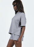 Matching set Oversized tee  Drop shoulder  High waisted shorts  Elasticated waistband  Good stretch 