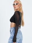 product Princess Polly Full Sleeves Square Neck  Harbord Long Sleeve Crop Top Black