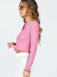 product Princess Polly Three Fourth Sleeves Square Neck  Liya Long Sleeve Top Pink