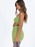 Front view of model wearing  front Princess Polly Square Neck  Olia Mini Dress Green