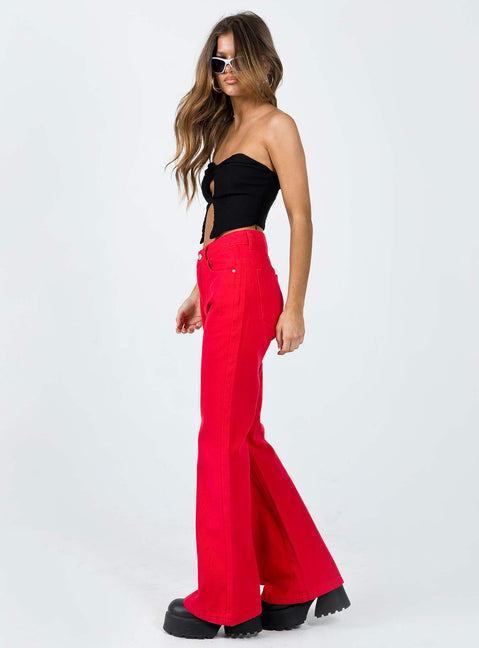 product Princess Polly High Waisted  Cabarita Lounge Denim Jeans Red