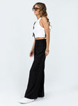 Front view of model wearing  front Princess Polly High Waisted Pants High Waisted Pants High Waisted Pants  Louis Linen Blend Pants Black