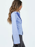 product Princess Polly Full Sleeves V-Neck  Anni Pinstripe Shirt Blue