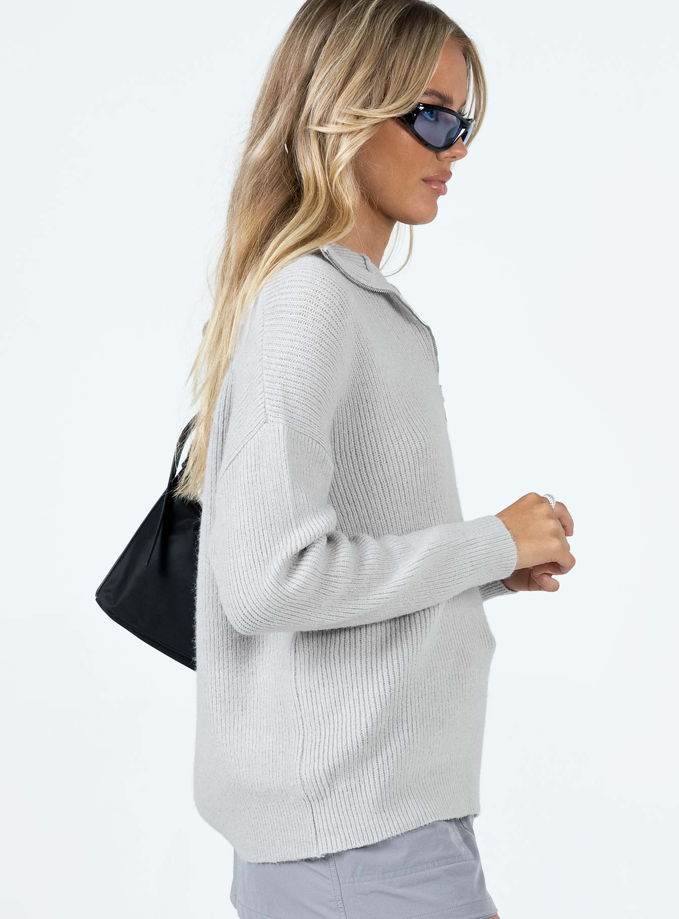 Bessy Sweater Grey Princess Polly  Cropped 