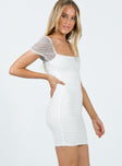 Princess Polly Square Neck  Charvi Lace Mini Dress White