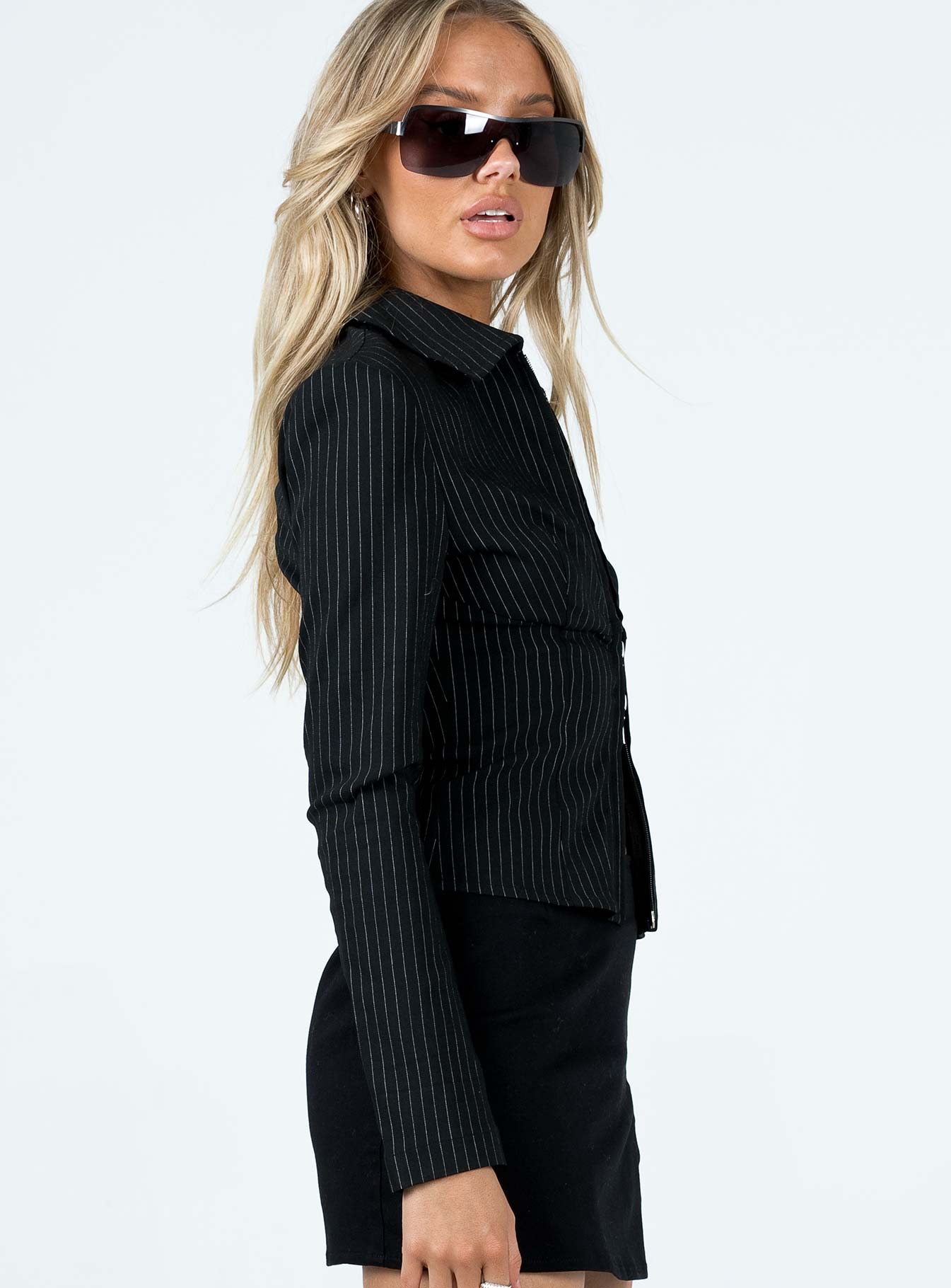 product Princess Polly Full Sleeves Plunger  Dansie Top Black