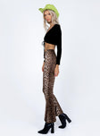 side view of model wearing Princess Polly Ashton Pants Leopard 