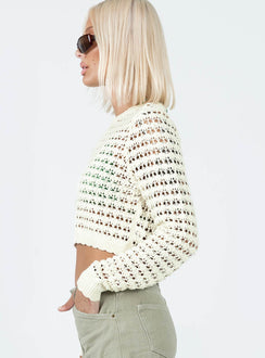 Robbie Sweater Cream Princess Polly  Cropped 