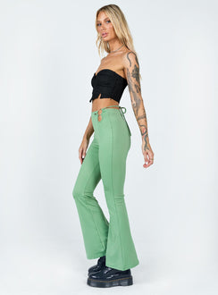 side view of model wearing Princess Polly Nancy Pants Sage 