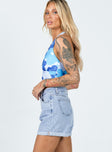 Denim shorts  Princess Polly Exclusive 100% organic cotton  Length of size US 4 / AU 8 waist to hem: 37cm / 14.5"   Light wash blue  Zip & button fastening  Classic five pocket design  Belt looped waist  Fixed rolled hem  Princess Polly badge on back 