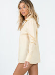 Front view of model wearing  front Princess Polly Full Sleeves Crew Neck  Barely There Shirt Camel