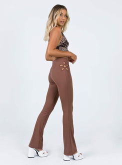 side view of model wearing Princess Polly Laken Pants Brown 