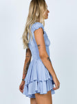 Romper Soft textured material Shirred waistband Ruffle detailing Elasticated neck and sleeves Can be worn on or off shoulder Layered ruffle hem Fully lined