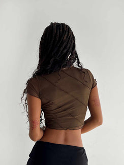 product Princess Polly Short Sleeves High Neck  Mateo Top Brown