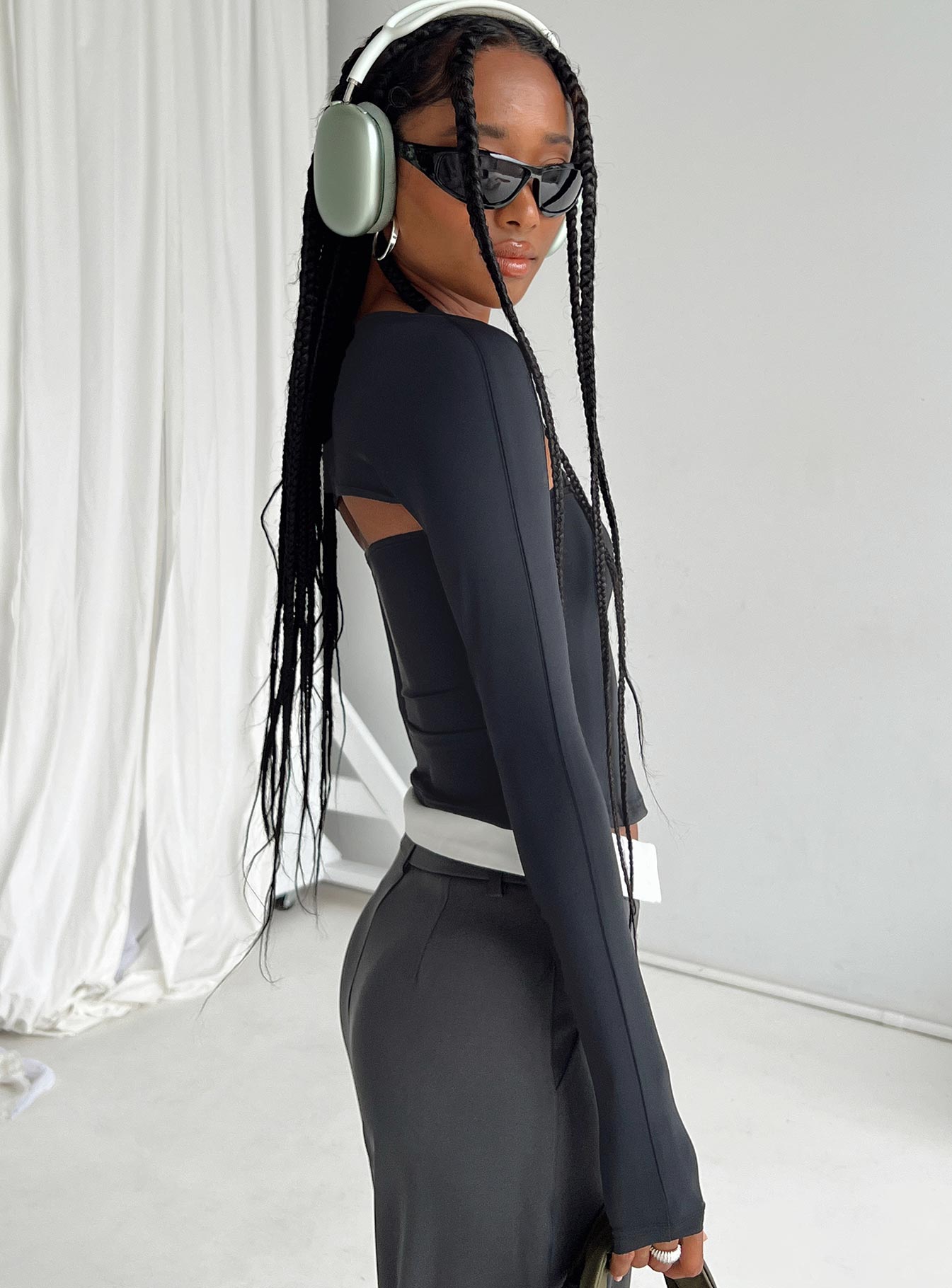 product Princess Polly Full Sleeves High Neck  Moran Two Piece Bolero Top Black