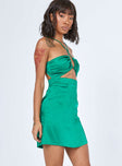 side view of model wearing Princess Polly Ximena Mini Dress Green 