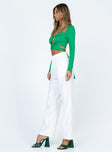 side view of model wearing Princess Polly Maiah Pants White 