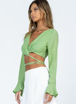 product Princess Polly Three Fourth Sleeves Square Neck  Delano Long Sleeve Top Green