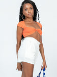 White shorts Terry towelling material Elasticated waistband Twin hip pockets