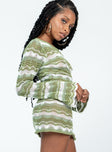 side view of model wearing Princess Polly Leah Knit Mini Dress Green 