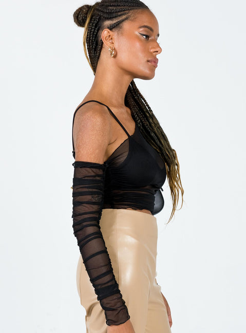 side view of model wearing Princess Polly Layla Long Sleeve Top Black 