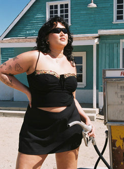 product Easton V Front Mini Skirt Black Curve Princess Polly  Mini Skirts 