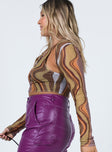 side view of model wearing Princess Polly Motel Britta Top Earthy Gradient Brown 