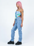 side view of model wearing Princess Polly Rheannon Straight Leg Denim Jeans High Waisted 