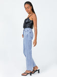 side view of model wearing Princess Polly Almer√≠a Denim Jeans High Waisted 