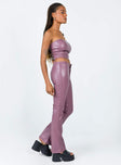 side view of model wearing Princess Polly Motel Zalor Trouser PU Purple 