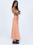   side view of model wearing Princess Polly Jamilla Maxi Skirt Orange 