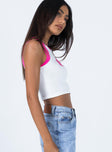 side view of model wearing Princess Polly Izzy Star Tee White / Pink 