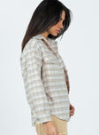 Jacket Plaid print Soft knit material Button front fastening Twin chest pockets Single button on cuff