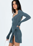 product Princess Polly Asymmetric Neckline  Ura Long Sleeve Mini Dress Grey