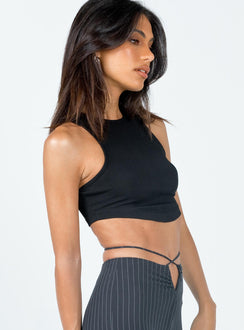 side view of model wearing Princess Polly Hermosa Top Black 